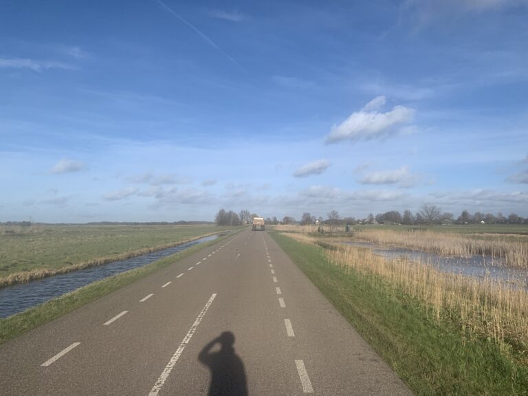 Weg en weiland in Nederland aan het begin van het seizoen in de buurt van Utrecht