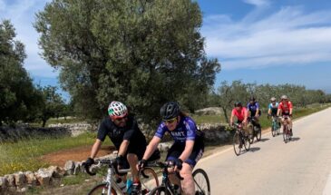 Fietsers van Rudi Rides fietsen over de panoramaroute in Puglia bij Monopoli