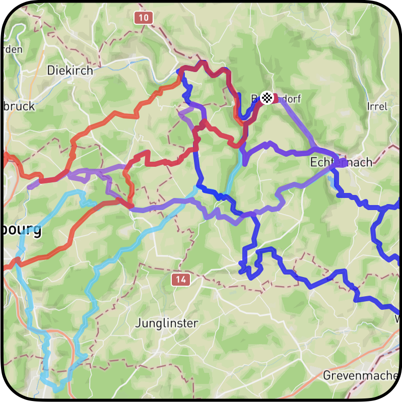 Figuur Luxemburg Routes Rudi Rides bij Echternach Bollendorf