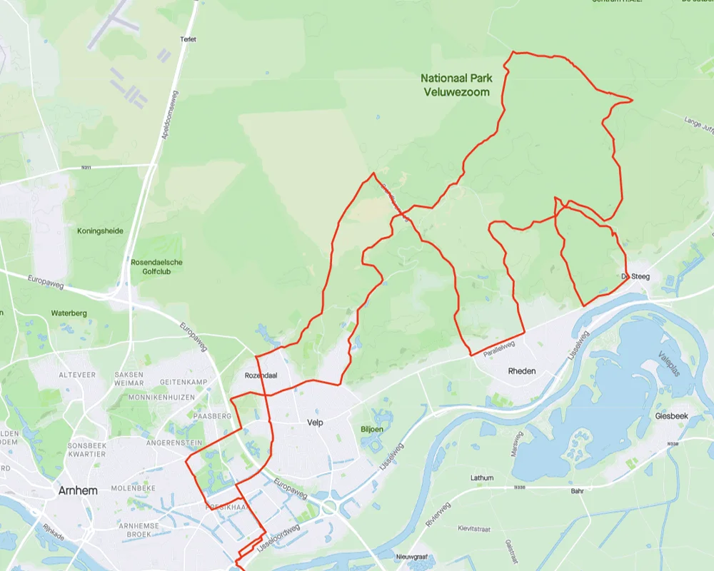 Route_Arnhem_Rheden_Posbank Route van Arnhem via Rheden en de Posbank en de Italiaanse weg
