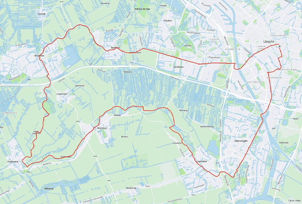 Route 50 kilometer Utrecht Harmelen Woerden Oudewater Montfoort Route van 50 kilometer van Utrecht naar Oudewater via Woerden en terug via IJsselstein
